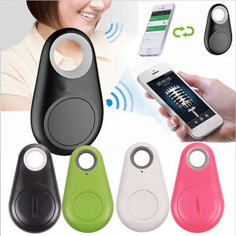 A Fourfold Ping tag in black next to a phone running its app, with the same tag in green, white and pink below